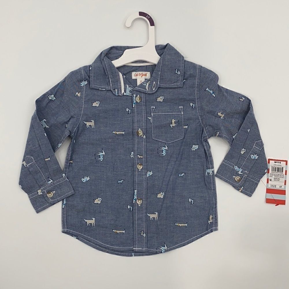 3For$20  NWT Animal Print Bot Button Down size 2T NWT Blue